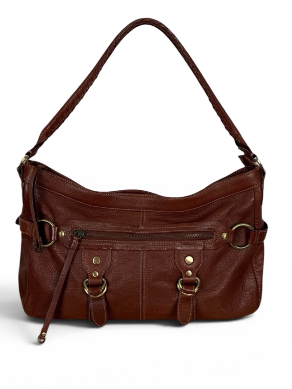 Via Spiga Erica Shoulder Bag – Style 35326 – Cigar Brown Pebbled Leather